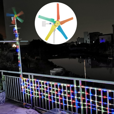 Yard Garden Rainbow Windmills Wind Turbine Spinner Power Generator with Led Night Light Strip 10M