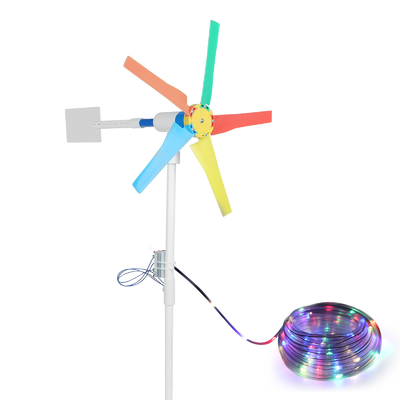 Yard Garden Rainbow Windmills Wind Turbine Spinner Power Generator with Led Night Light Strip 10M