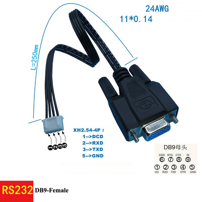DB9 RS232 Serial DCD RXD TXD GND Port to 4-pin JST-XH 2.54mm Connector Extend Cable
