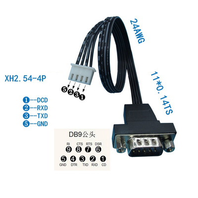 DB9 RS232 Serial DCD RXD TXD GND Port to 4-pin JST-XH 2.54mm Connector Extend Cable