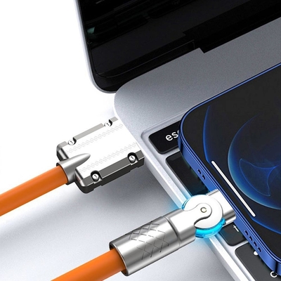 180° Rotatable 120w Super Charging Cable USB Type C Quick Charge Cable QC3.0 For Cell Phones