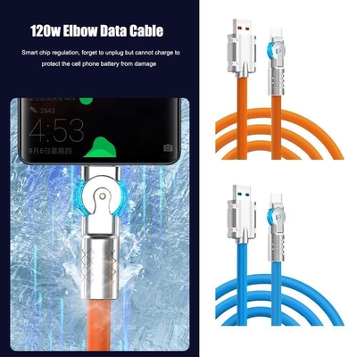 180° Rotatable 120w Super Charging Cable USB Type C Quick Charge Cable QC3.0 For Cell Phones