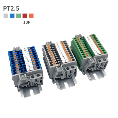 PT 2.5 Din Rail Mounted Connector Push In Connection Spring Clamp Terminal Blocks Kit