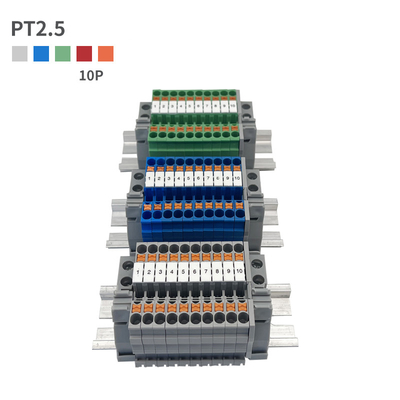 PT 2.5 Din Rail Mounted Connector Push In Connection Spring Clamp Terminal Blocks Kit