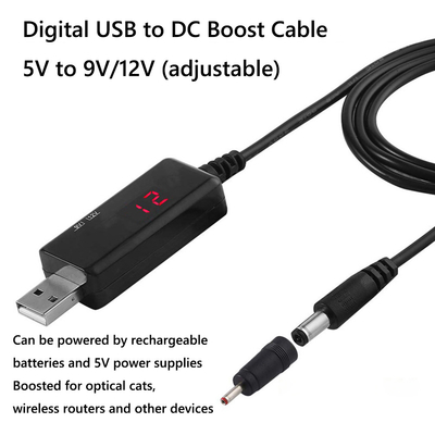 USB to DC Power Cable 5V to 9V 12V DC Jack Charging Cable Power Cord Plug Connector Adapter