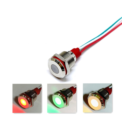 RGB Three Color Led Indicator Light Waterproof Signal Pilot Lamp With Cable Connectors 12-24V