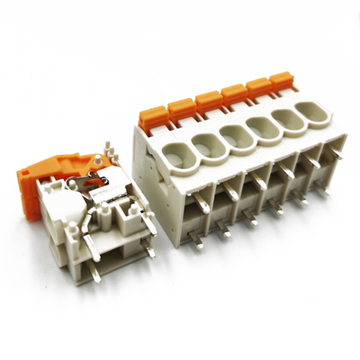 7.5mm Pitch Dual Row Push in Spring Crimping PCB Terminal Blocks 27A 300V