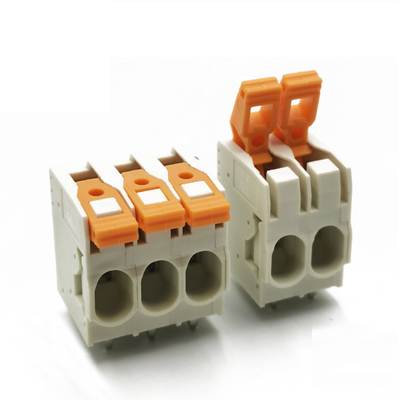 7.5mm Pitch Dual Row Push in Spring Crimping PCB Terminal Blocks 27A 300V