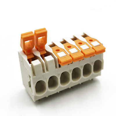 7.5mm Pitch Dual Row Push in Spring Crimping PCB Terminal Blocks 27A 300V