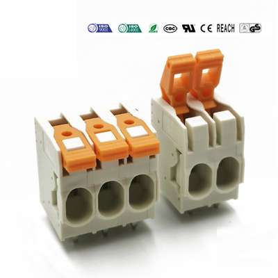 7.5mm Pitch Dual Row Push in Spring Crimping PCB Terminal Blocks 27A 300V