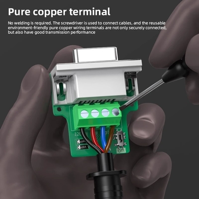 Female DB9 to CAN Bus Interface Adapter 4-Pin Screw Terminals with 120 ohm Resistor