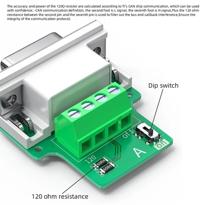 Female DB9 to CAN Bus Interface Adapter 4-Pin Screw Terminals with 120 ohm Resistor