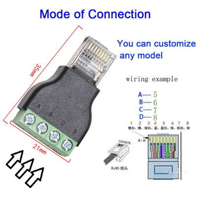 RJ45 Network Male Plug 8P8C to 4 Pin Screw Terminal Blocks RS485 Adapter