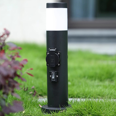 Black Stainless Steel Electrical Power Sockets Outdoor Garden Power Outlet LED Post Light Yard Stake