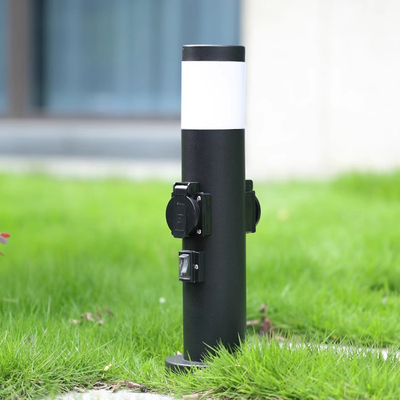 Black Stainless Steel Electrical Power Sockets Outdoor Garden Power Outlet LED Post Light Yard Stake