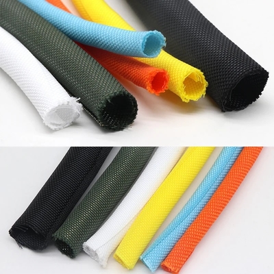 Colored Self Closing Braided Cable Sleeve PET Self-Closed Insulated Wire Cable Wrap Tube