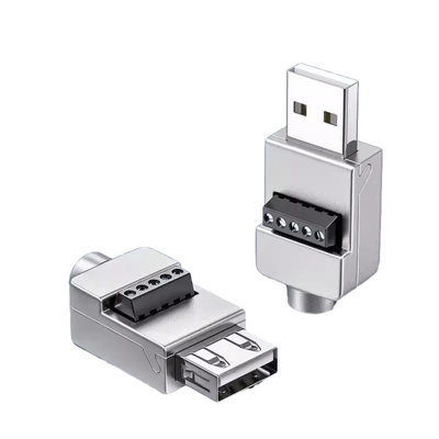 Metal Case USB Male or Female Jack  to 5-pin Screw Terminal Blocks Connector Adapter