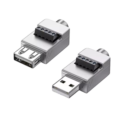 Metal Case USB Male or Female Jack  to 5-pin Screw Terminal Blocks Connector Adapter