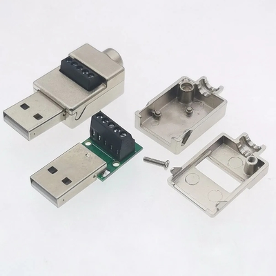 Metal Case USB Male or Female Jack  to 5-pin Screw Terminal Blocks Connector Adapter