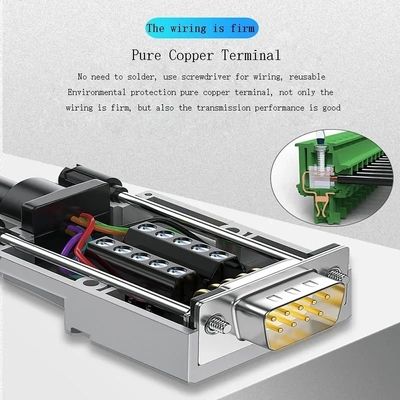 Metal Case DB9 D Sub 9 Pin RS232 Serial Port Connectors to Terminal Blocks Adapter Up to 10A
