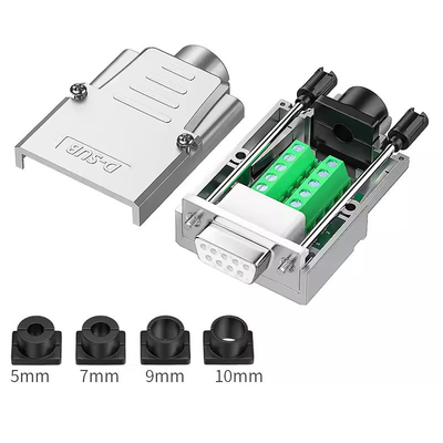 Metal Case DB9 D Sub 9 Pin RS232 Serial Port Connectors to Terminal Blocks Adapter Up to 10A