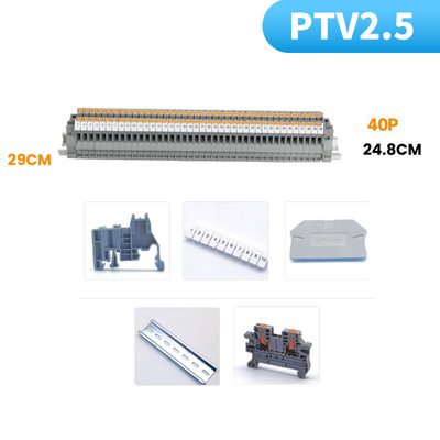 PTV 2.5 Side Entry Push-in Connection Spring Clamp DIN Rail Terminal Blocks Kit Set 24A 800V