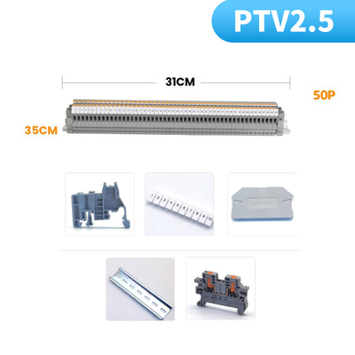 PTV 2.5 Side Entry Push-in Connection Spring Clamp DIN Rail Terminal Blocks Kit Set 24A 800V