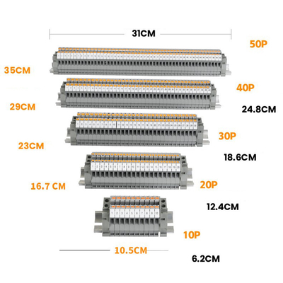 PTV 2.5 Side Entry Push-in Connection Spring Clamp DIN Rail Terminal Blocks Kit Set 24A 800V