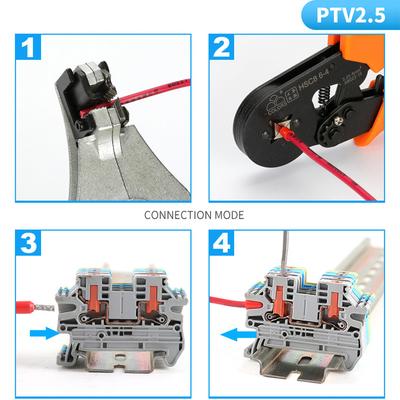 PTV 2.5 Side Entry Push-in Connection Spring Clamp DIN Rail Terminal Blocks Kit Set 24A 800V