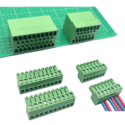 3.81mm Pitch Dual Row PCB Connectors Pluggable Screw Terminal Blocks Plug + Angle Pin Header