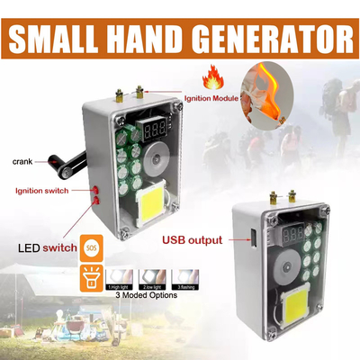 Hand Generator Box Emergency Power Bank USB Phone Charger Lighter Manual Power Supply Ignition