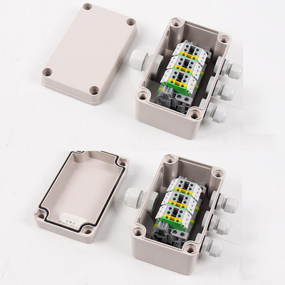 IP65 Waterproof Cable Junction Box 80*130*70mm with UK2.5B Din Rail Terminal Blocks 1 in 3 out