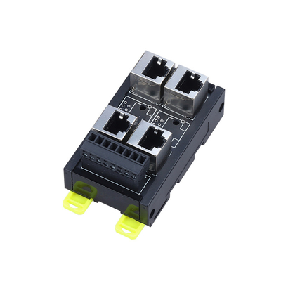 Black RJ45 Female Jack 8P8C 6 Port Hub to 8 Pin Screw Terminal Block Adapter for Servo Application