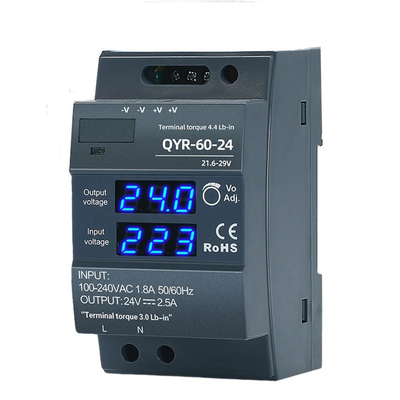 60W 12V 24V Din Rail Power AC-DC Digital Display Adjustable Switch Power Supply for LED Light Strip