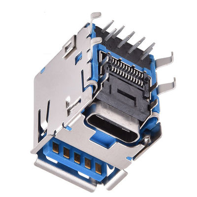 Dual Port USB 3.0 Type A Type-C Female Socket Jack PCB Board Connector For Laptop Computer