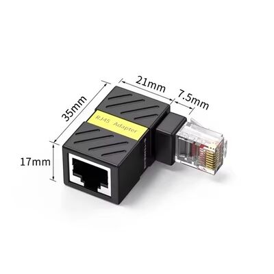 Network RJ45 Adapter Female to Male Cat6A 360 Degree Rotation for LAN Ethernet Network