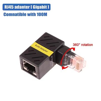 Network RJ45 Adapter Female to Male Cat6A 360 Degree Rotation for LAN Ethernet Network