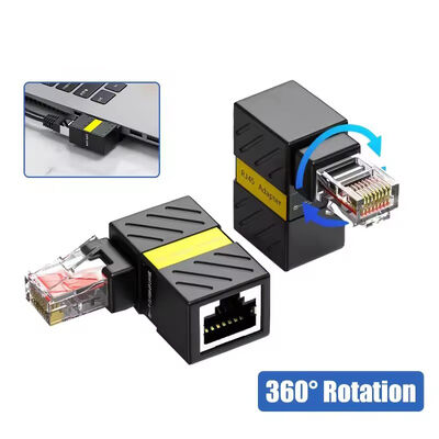 Network RJ45 Adapter Female to Male Cat6A 360 Degree Rotation for LAN Ethernet Network