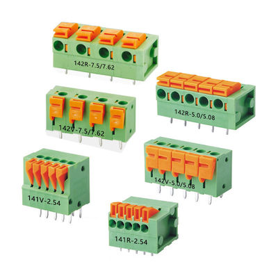 5.08mm Pitch PCB Screwless Spring Terminal Block Horizontal Wiring Entry