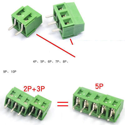 5.08mm Pitch PCB Mounted Screw Terminal Blocks 2P 3P Jointed Multi-colour