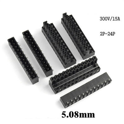 5.08mm Pitch PCB Pluggable Screw Terminal Blocks Plug + Right Angle Pin Header Black