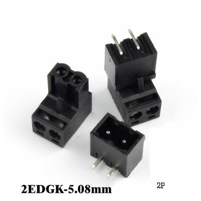 5.08mm Pitch PCB Pluggable Screw Terminal Blocks Plug + Right Angle Pin Header Black