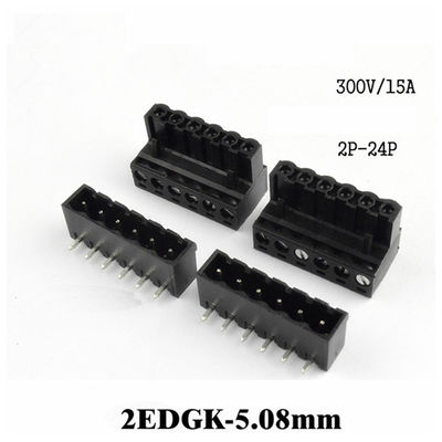 5.08mm Pitch PCB Pluggable Screw Terminal Blocks Plug + Right Angle Pin Header Black