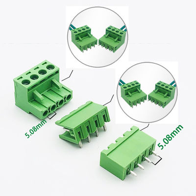 5.08mm Pitch PCB Plug-in Screw Terminal Blocks Plug + Right Angle Pin Header With Printed Marker Service