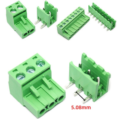 5.08mm Pitch PCB Plug-in Screw Terminal Blocks Plug + Right Angle Pin Header With Printed Marker Service