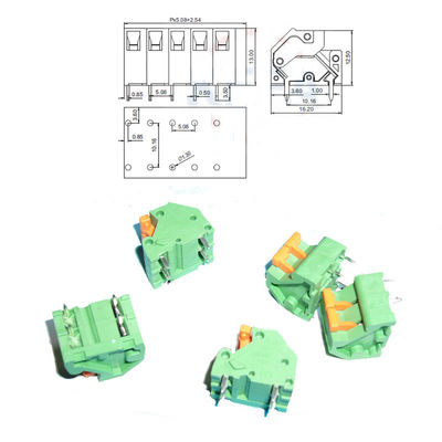 5.08mm 0.2” Pitch Screwless Spring Clamp PCB Terminal Blocks Jointable Green