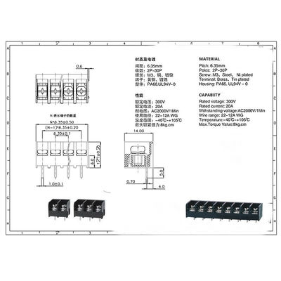 6.35mm / 0.25&quot; Barrier Screw Terminal Blocks Jointable Straight Pin