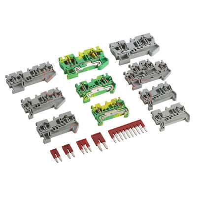 Din Rail Grouding Earth Screwless Spring Crimping Terminal Blocks Two Color Replacement