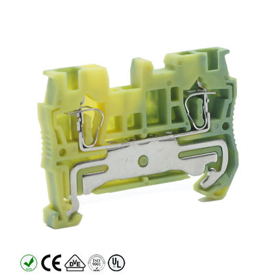 Din Rail Grouding Earth Screwless Spring Crimping Terminal Blocks Two Color Replacement
