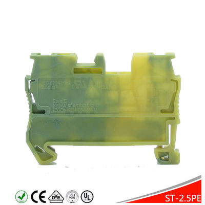 Din Rail Grouding Earth Screwless Spring Crimping Terminal Blocks Two Color Replacement